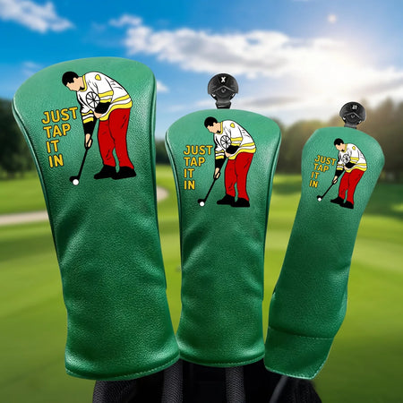 Golf Club Head Covers &ndash; Durable Embroidery with Cartoon Golfer Design 3pcs