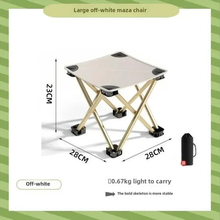 Outdoor Portable Folding Stool &ndash; Ultralight Picnic Seat Off white-L