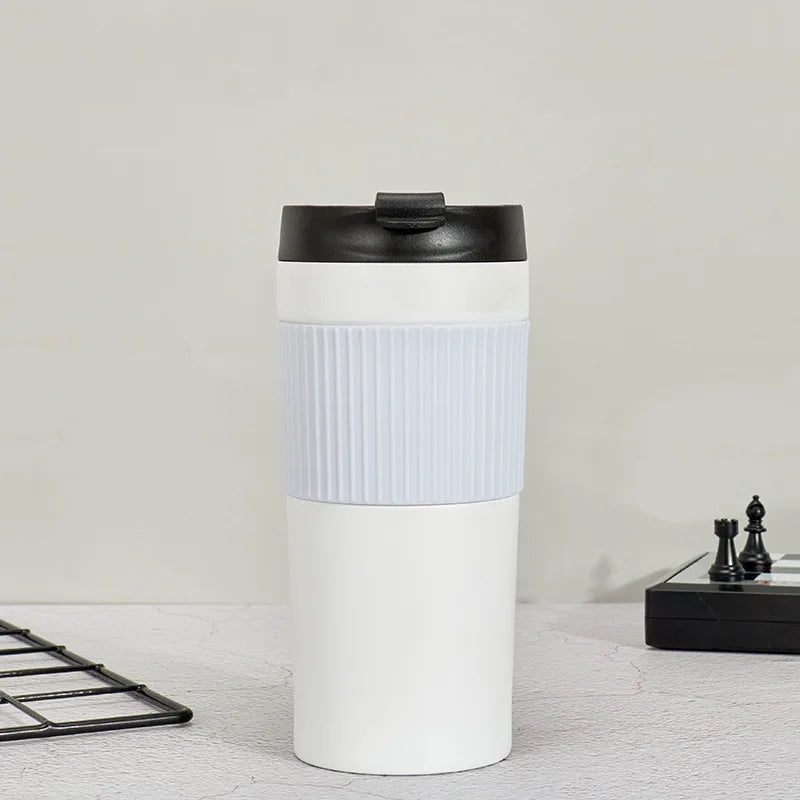 Portable Stainless Steel French Press Bottle for Travel &amp; Outdoor Coffee Brewing White