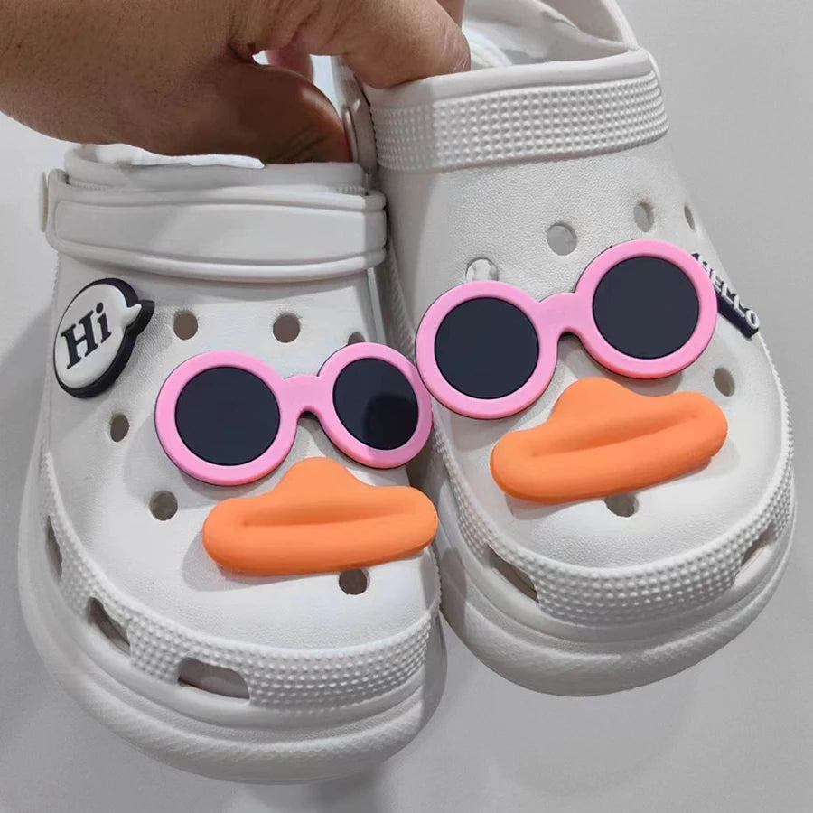 Funny Face PVC Sausage Mouth Charms Set for Clogs and Sandals Pink / CHINA