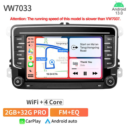 AKAMATE Car Radio CarPlay Android Auto &ndash; 7 Inch 4GB 64GB VW7033