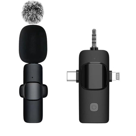 Basix Wireless Lavalier Microphone for iPhone16 - Mini, Replaceable, Windproof Audio Recording K13 Single