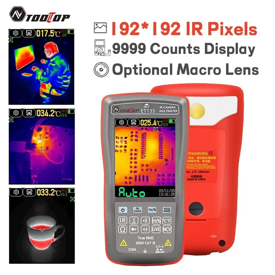 TOOLTOP ET13S 192x192 Thermal Imaging Camera with 2.8&quot; Touchscreen Multimeter for Automotive &amp; Electronic Inspection