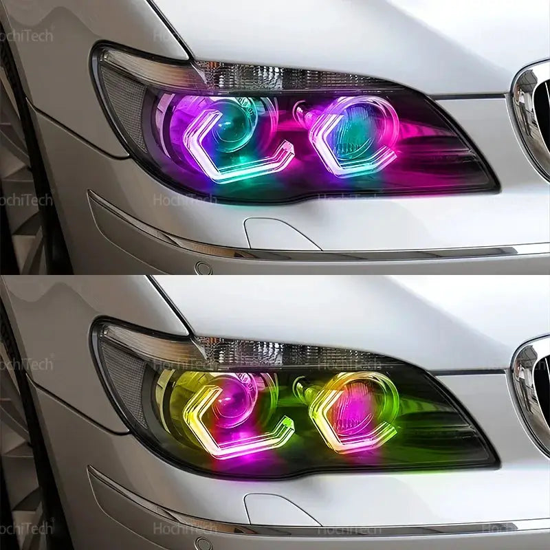 For BMW 7 Series E65 E66 E67 E68 Alpina B7 2001-2008 RGB colorful Dynamic light Angel Eyes Rings Led M4 style APP control Light by InterCyprus Trading Ltd