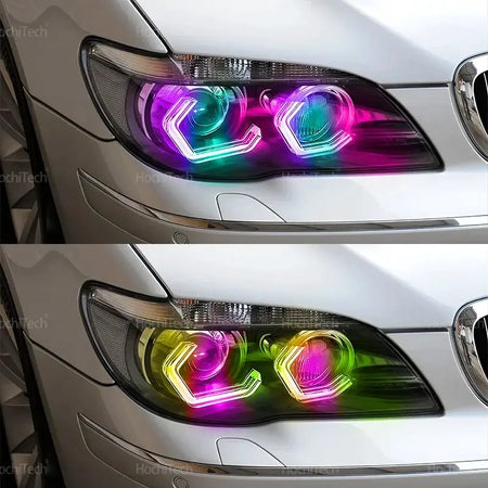 For BMW 7 Series E65 E66 E67 E68 Alpina B7 2001-2008 RGB colorful Dynamic light Angel Eyes Rings Led M4 style APP control Light by InterCyprus Trading Ltd