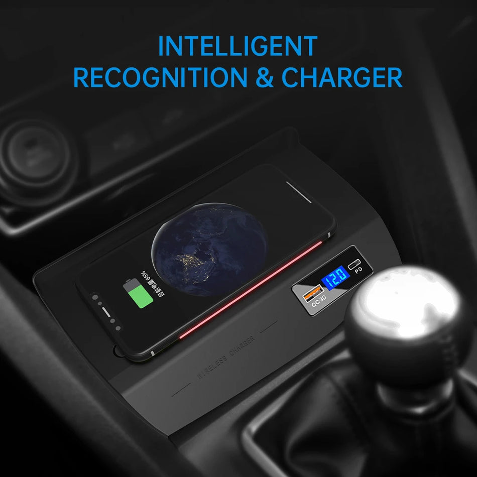 Chargeur de voiture sans fil 15W pour Honda Civic 2016-2021 Tapis de charge rapide