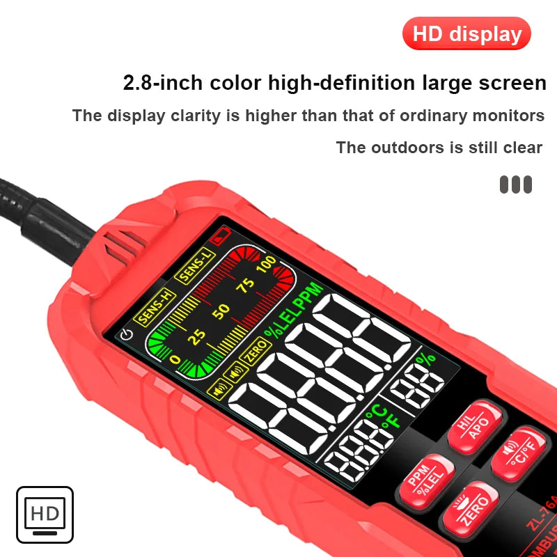 Portable Gas Leak Detector With Alarm And Large Screen