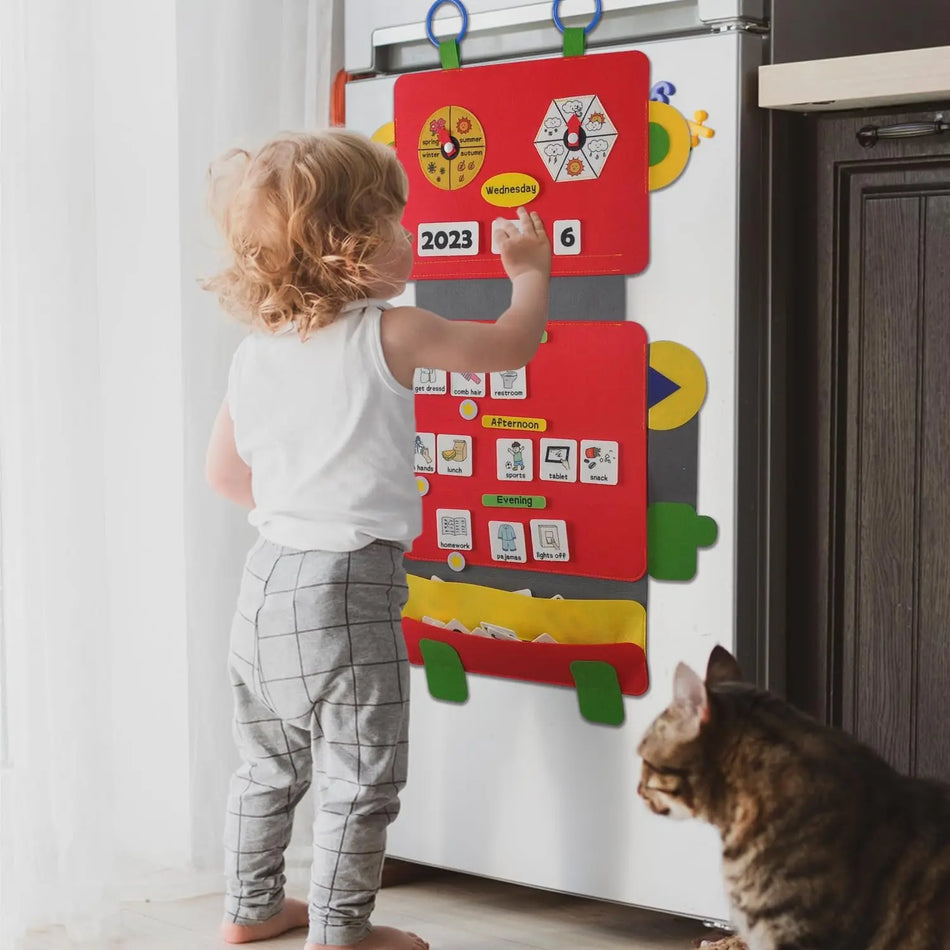 Ημερήσιο Ημερολόγιό μου για τον Χρόνο του Κύκλου, Οπτικό Πρόγραμμα Νηπιαγωγείου με 40 Ρουτίνες Δραστηριοτήτων για Παιδιά με Αυτισμό, Υφασμάτινο