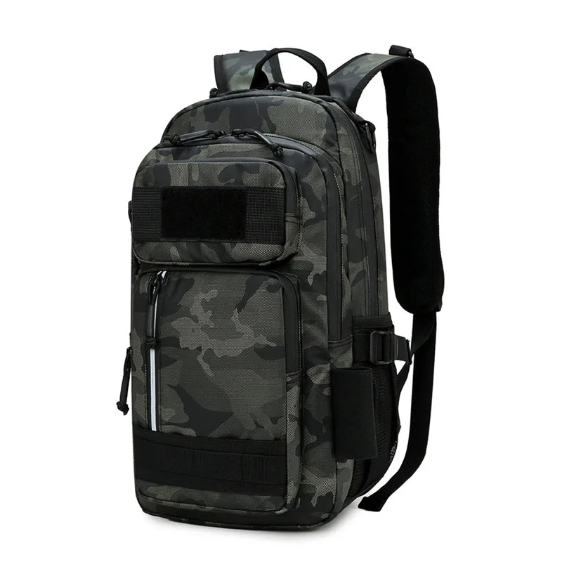 Outdoor Ruckpack With Rod Holder &ndash; Durable Oxford Fabric Green Camo