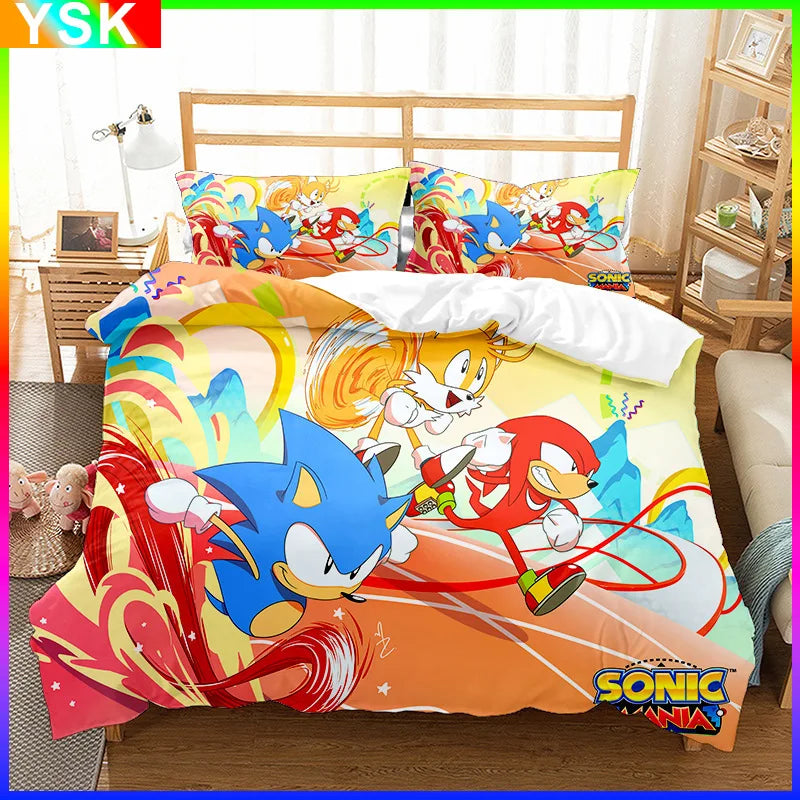 SEGA Sonic Cartoon Bed Sheet Quilt Cover - Bring the Magic of Animation to Your Bedroom! - Cyprus