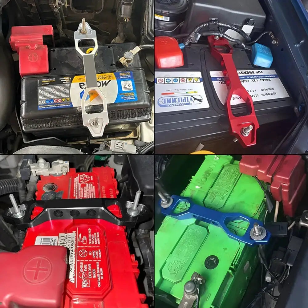 14CM/19CM Battery Hold Down Set, Car Racing Battery Tie Down Bracket Holder Lock Mount with J Bolts by InterCyprus Trading Ltd