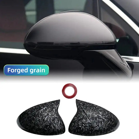 Carbon Fiber Style Black Mirror Covers For Porsche Cayenne Forged grain