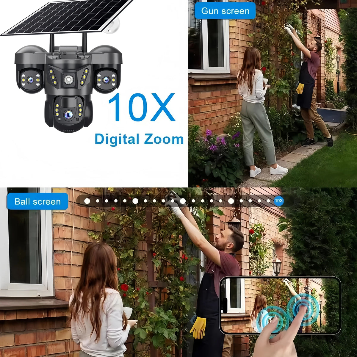 15MP WIFI Solar Camera &ndash; Triple Lens Waterproof Security