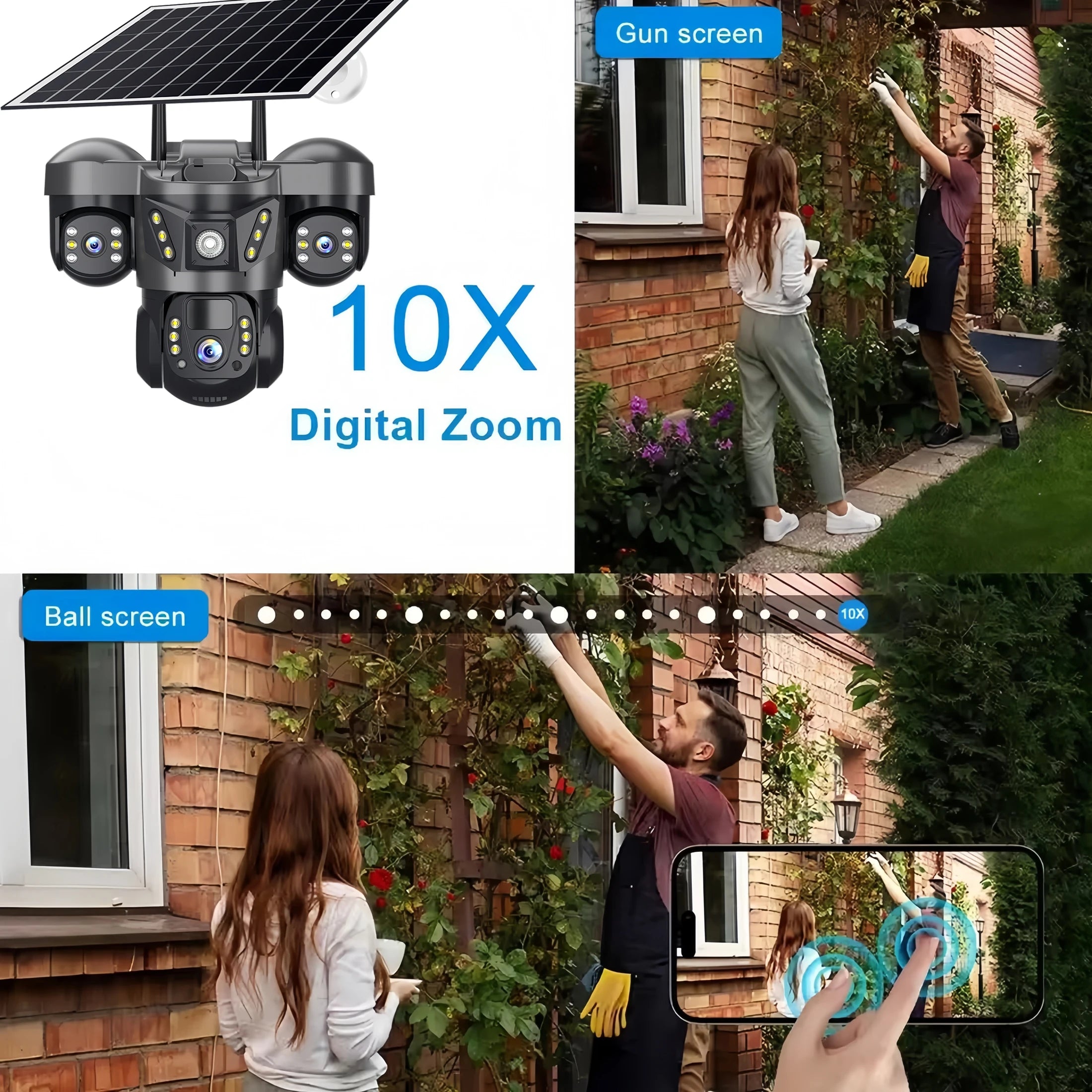 15MP WIFI Solar Camera &ndash; Triple Lens Waterproof Security