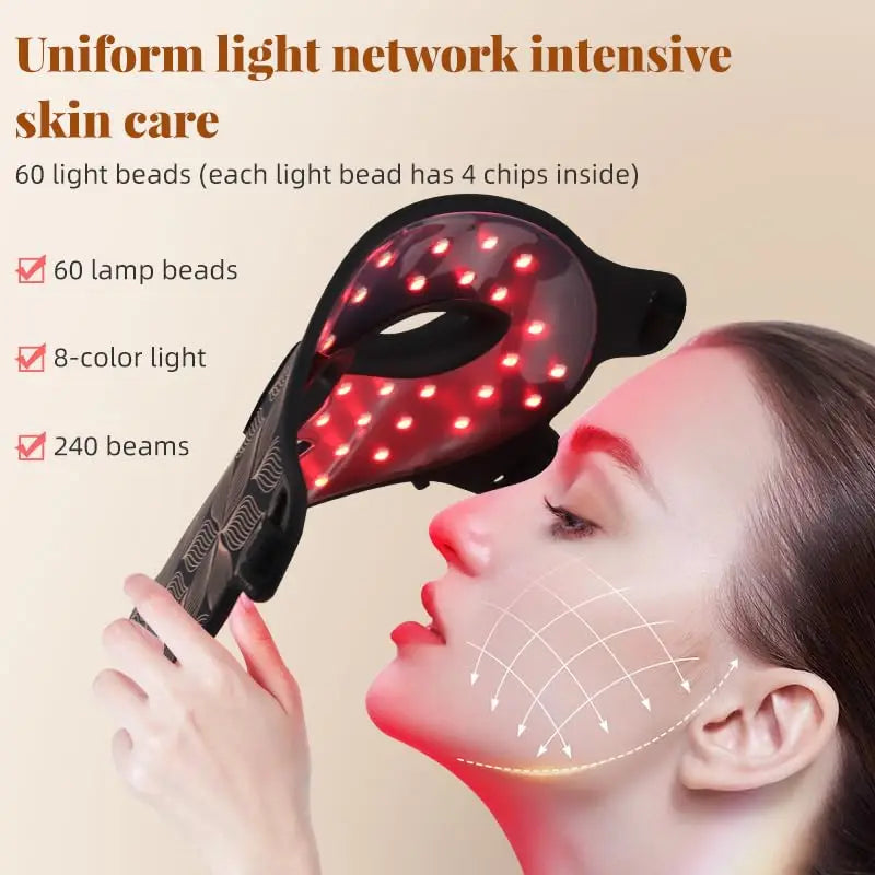 LED Face and Neck Mask 850nm Infrared Red Light Therapy for Skin Tightening