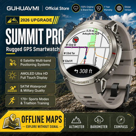 2026 Military Satellite Offline Map GPS Smart Watch Men 1.43''AMOLED Bluetooth Call Compass 5ATM Waterproof 170+Sport Smartwatch by InterCyprus Trading Ltd