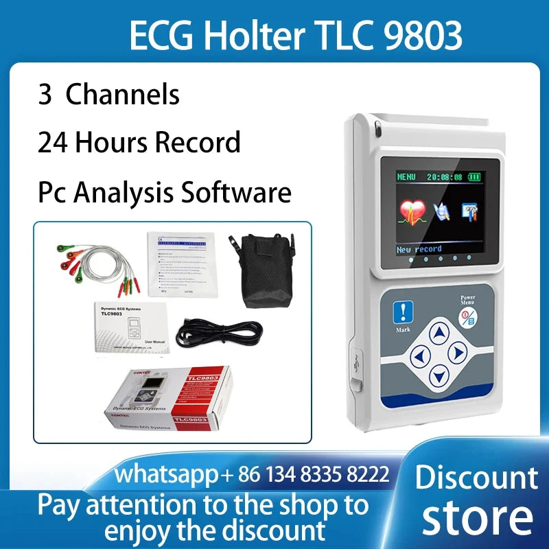 Oryginalny monitor Holter EKG CONTEC TLC9803 3-kanałowy 24h