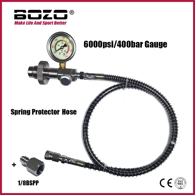 HPA Air Diving DIN G5/8 Fill Station Adapter with Stainless Steel Gauge