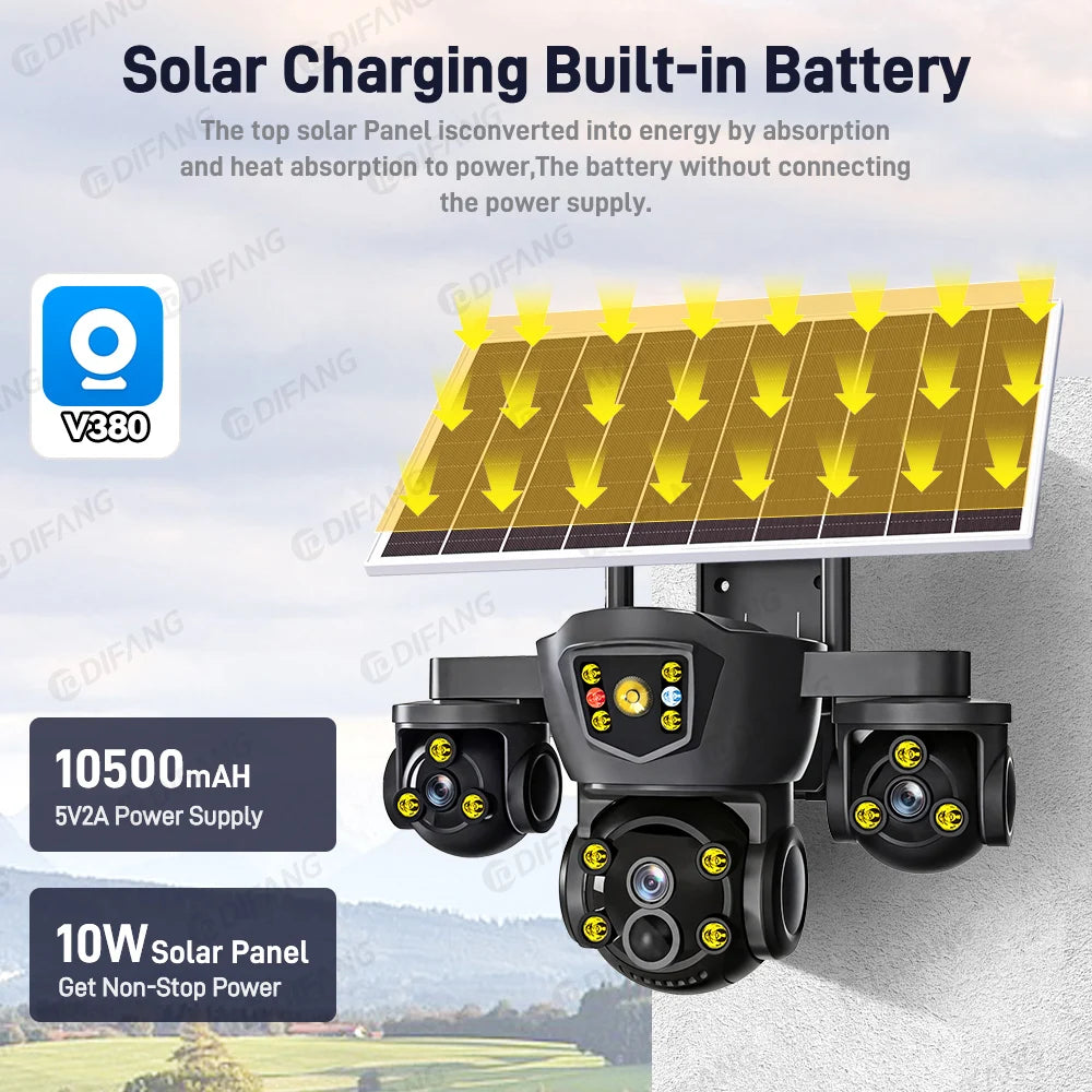 DIFANG V380 Pro Solar Camera &ndash; 4G SIM And Solar Power