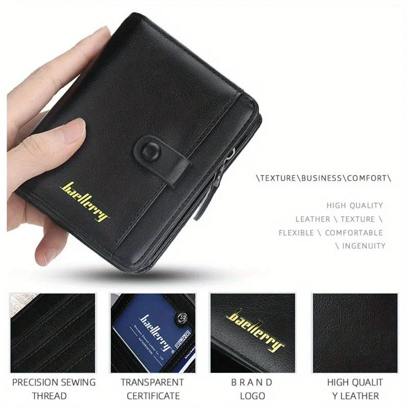 Personalised PU Leather Zipper Coin Pocket Wallet for Men