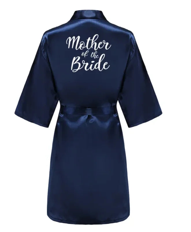 Elegant Navy Blue Satin Silk Robe for Women - Perfect for Weddings &amp; Special Occasions