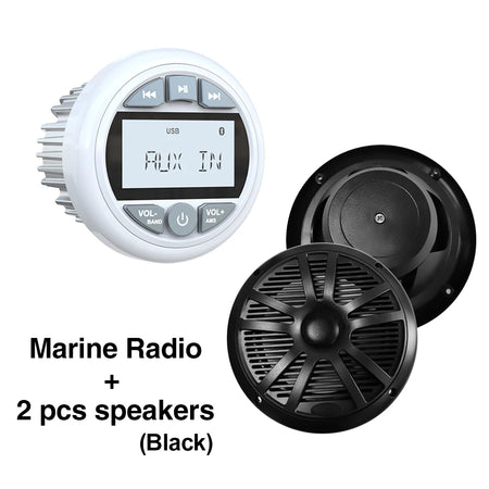 MS-12RV-1 RV Stereo Radio &ndash; Bluetooth IPX5 200W Output Radio Black