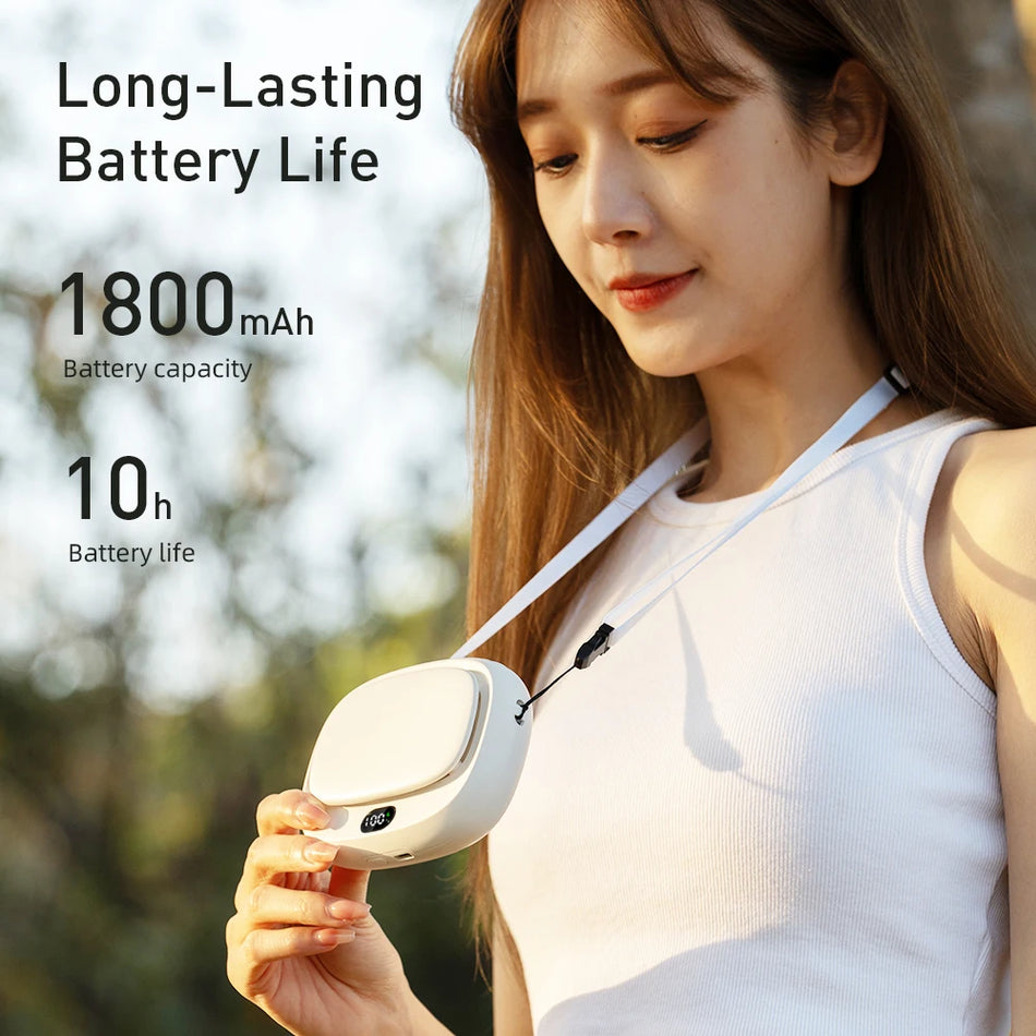 Вентилатор за носене на врата, 5 скорости, USB зареждане 1800mAh, дисплей