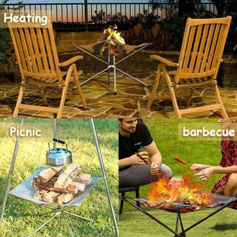 Stainless Steel Camping Fire Rack &ndash; Foldable Mesh Design for Easy Transport