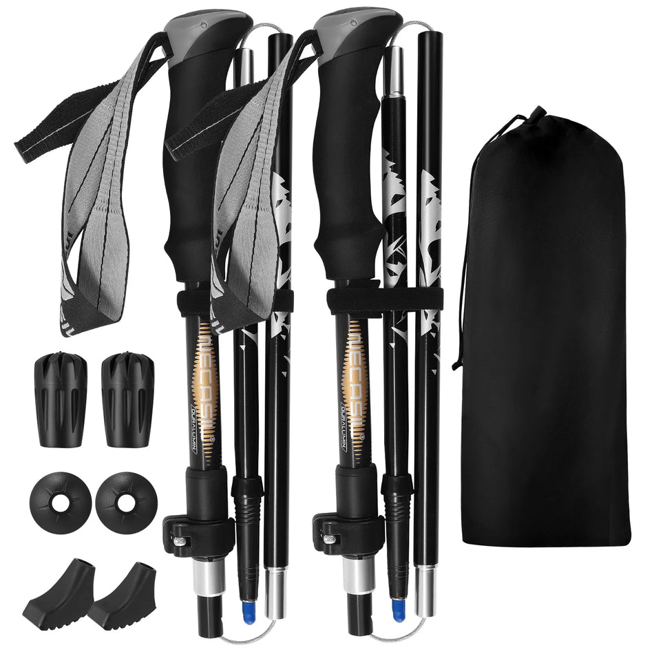 Bastones de Trekking de Aluminio con Mangos de EVA Plegables 110-125 Cm
