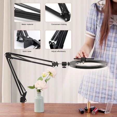 BTFOOR LED Circle Fill Lighting Ring Light with Phone Tripod Stand for Makeup and Photography