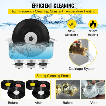 6L Ultrasonic Vinyl Record Cleaner Stainless Steel