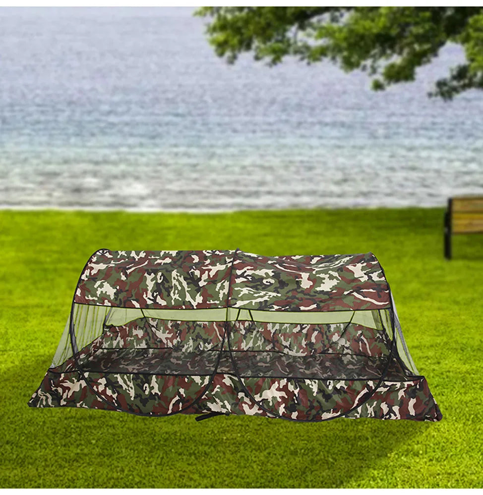 Portable Camouflage Mosquito Net for Camping and Travel - Insecticide Treated, Lightweight &amp; Foldable