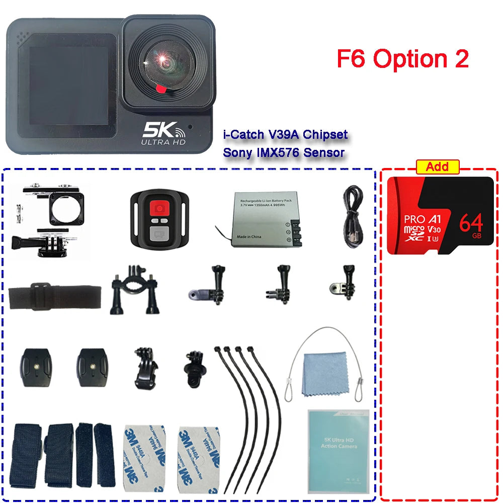 F6W Wireless Mic Action Camera &ndash; 5K Ultra High Definition with Dual Screen