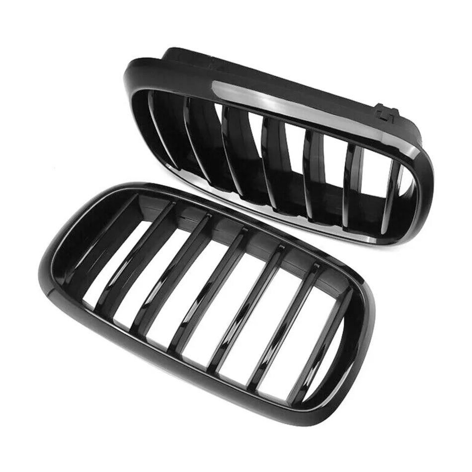 Front Grille for BMW X5 X6 2014-2016 Gloss Black Kidney Racing Style, Direct Fit