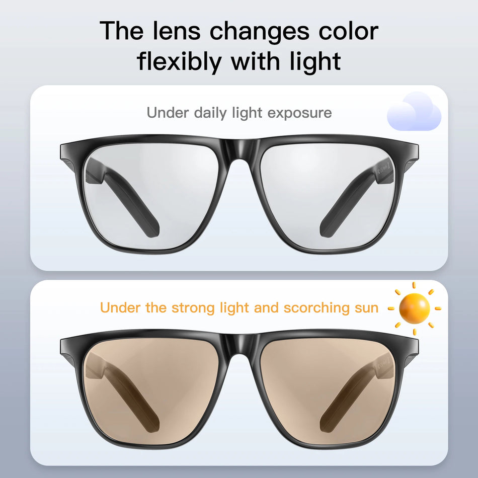 Smart Glasses With AI Voice, Bluetooth Calling, Color-Changing Lenses