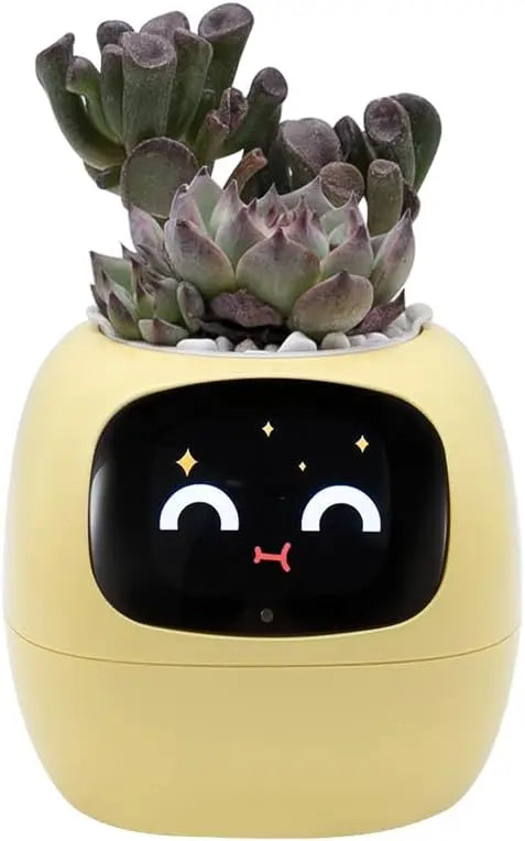 Intelligent Smart Pet Planter with AI Expressions and Sensors Yellow