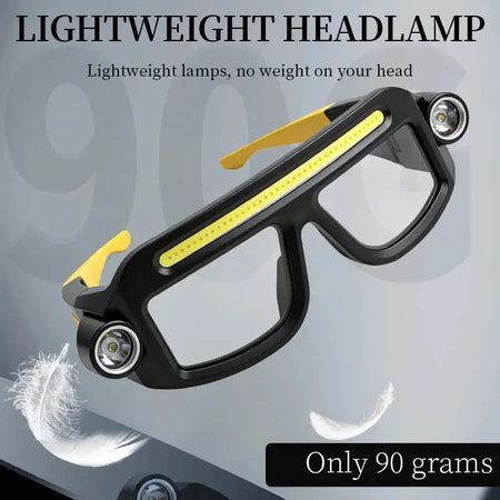 Rechargeable COB LED Glasses Headlight TYPE C Waterproof Lightweight Adjustable Angle Work Lamp for Car Maintenance Repair by InterCyprus Trading Ltd