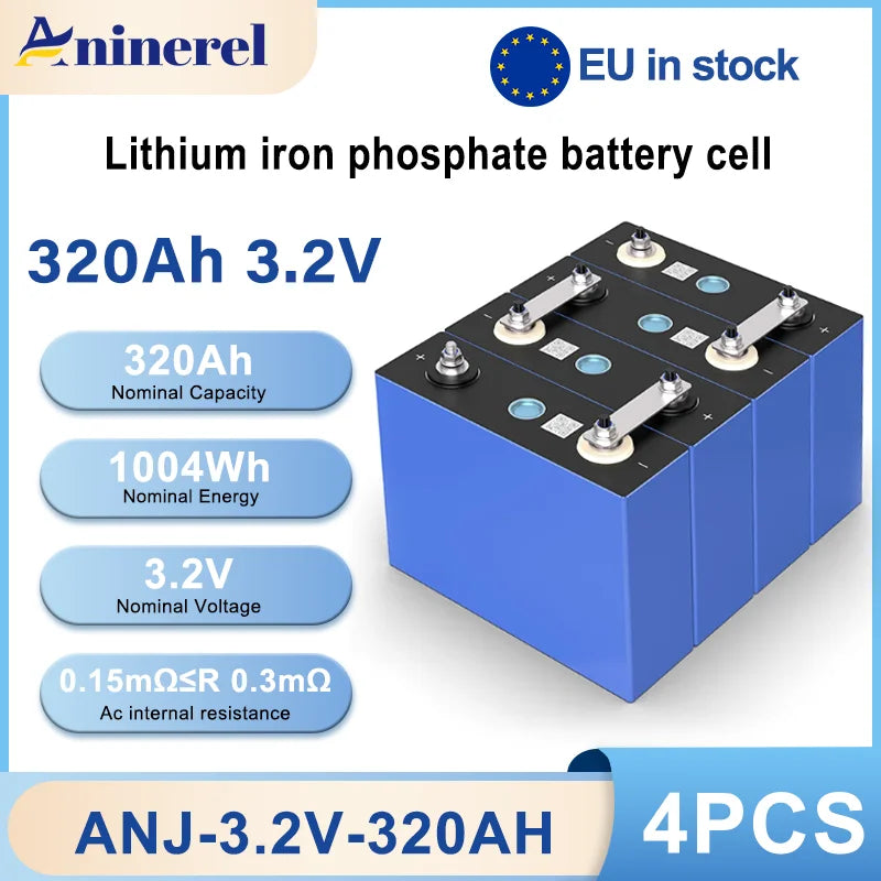 LiFePO4 baterijski paket 320Ah za DIY kućno skladištenje energije, kompatibilan s 12V 24V 48V, sigurno punjenje i pouzdano pražnjenje