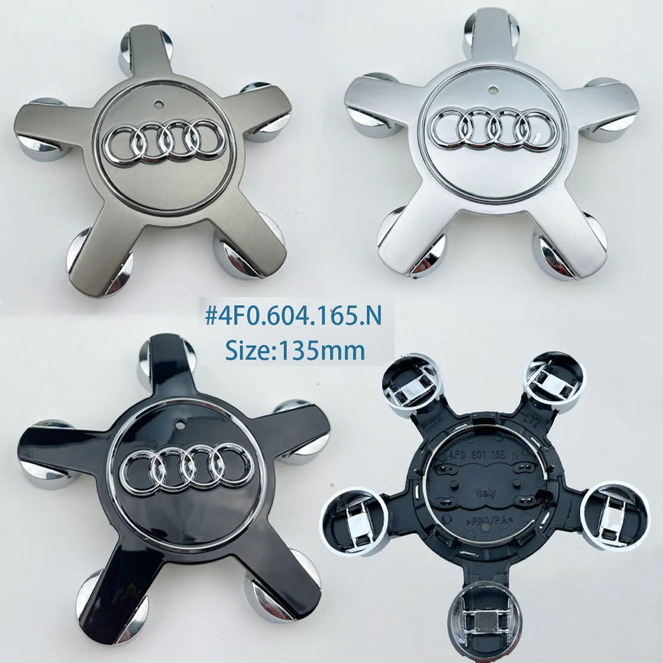Riteņu centra vāciņu komplekts 135mm ABS alumīnijs Audi A3 A4 A5 A6 A7 A8 S4 S6