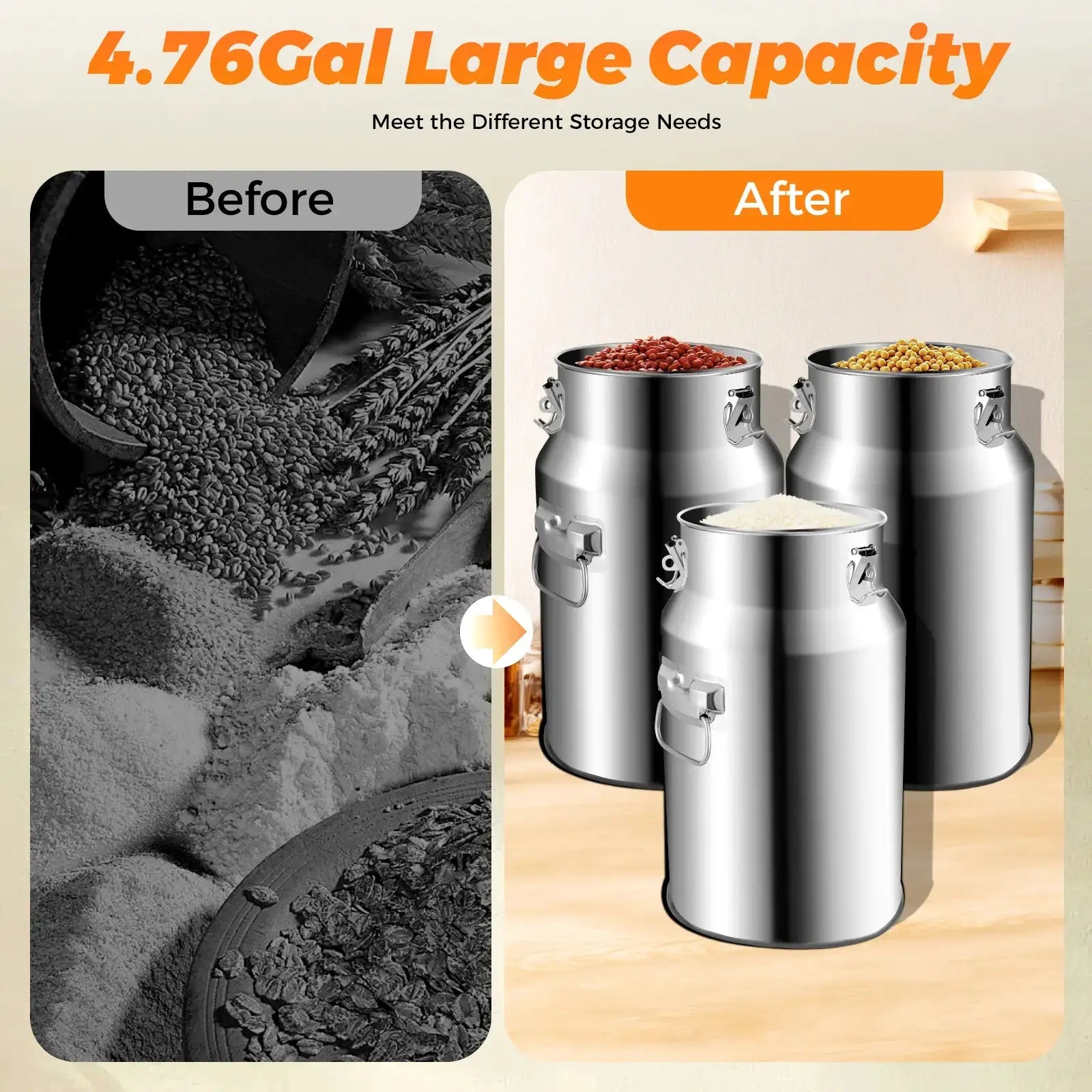 18L Stainless Steel Milk Can &ndash; Leakproof Lid With Clamps