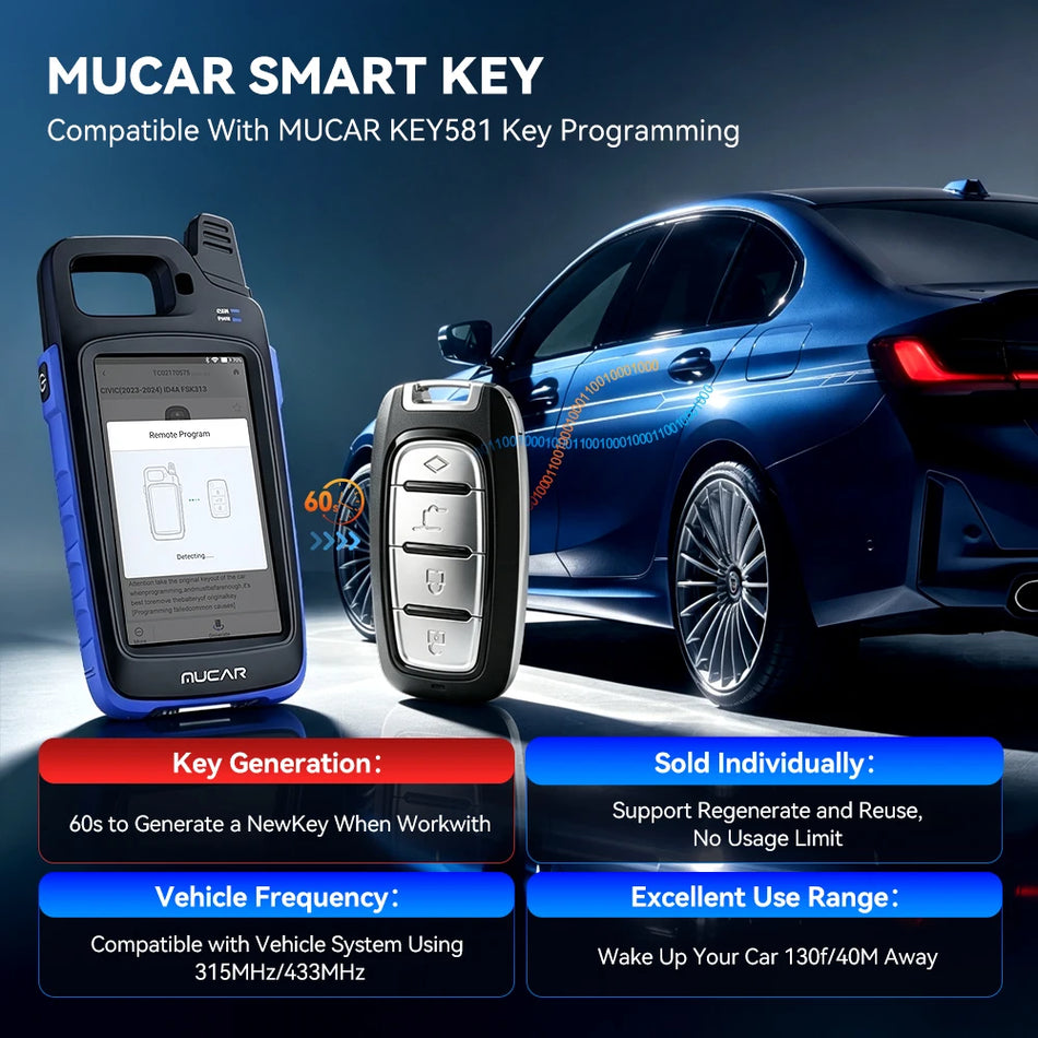 Chiave intelligente per auto 2 pezzi per strumenti di programmazione MUCAR Key581 TKEY101