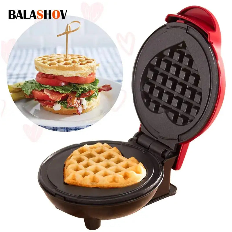 Portable Heart Shaped Waffle Maker 350W Nonstick Surface