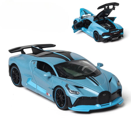 1:32 Bugatti Veyron Divo Alloy Diecast Car Model - Pull Back Miniature Vehicle for Kids Blue no box