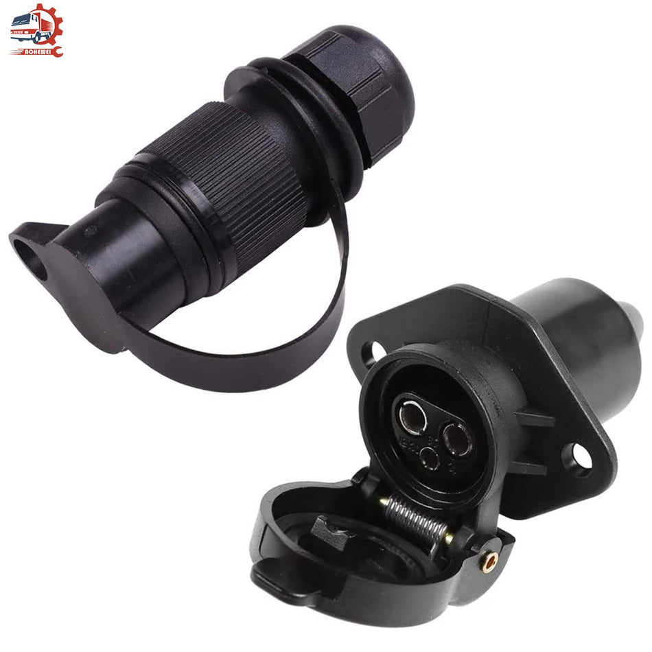 AOHEWEI Round 3 Pin Trailer Socket Connectors Interface Adapter For Caravan Truck 12v Motorhome Power Cord Socket Connector