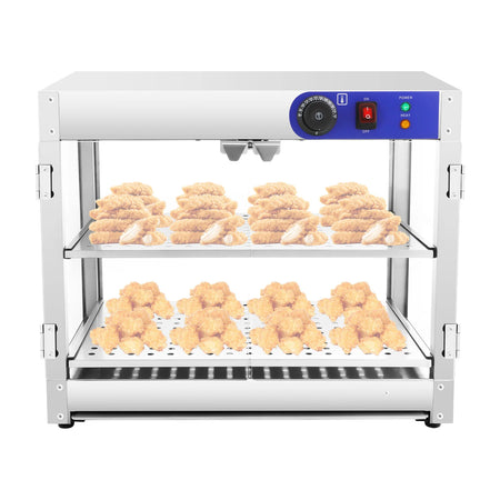 800W Food Warmer Display Cabinet 201 Stainless &ndash; Two Tiers