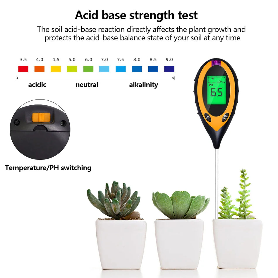 4 in 1 Soil Tester with pH Moisture Light and Temperature Meter