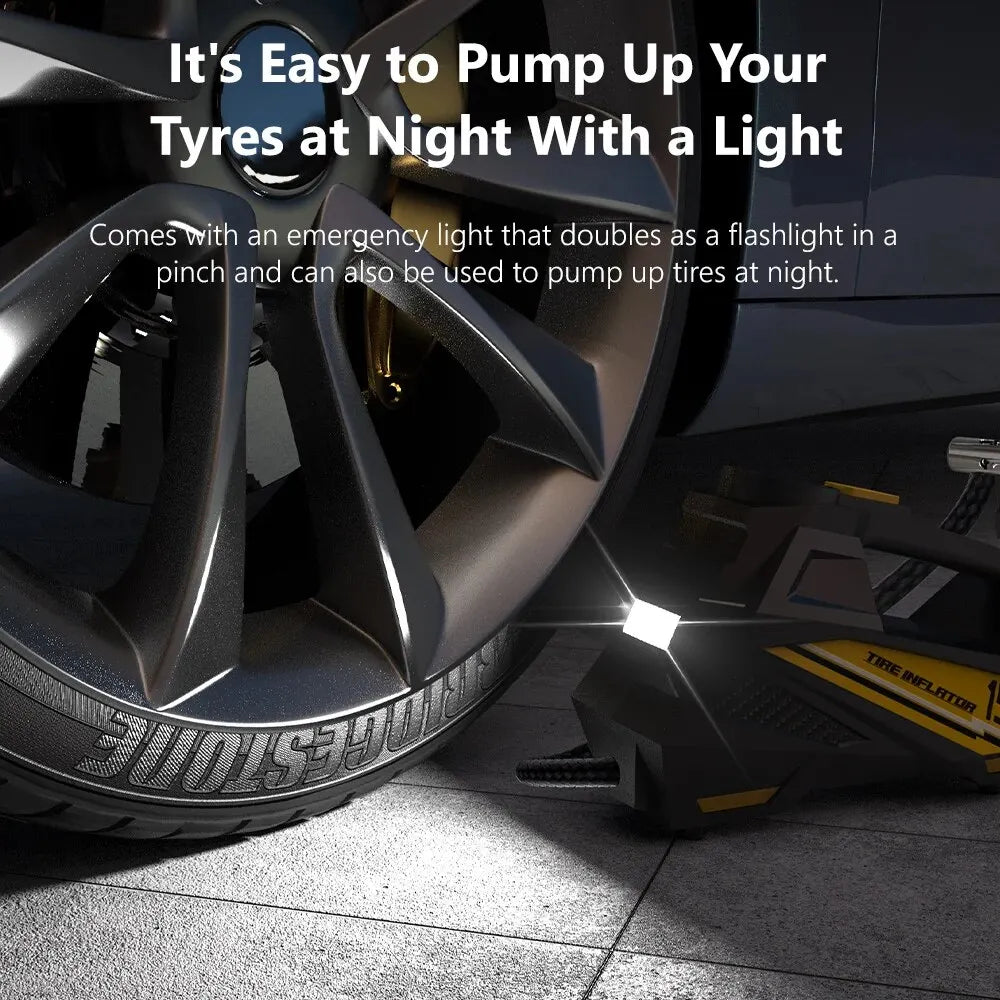 Corded Portable Car Air Pump 12V 150PSI Electric Tire Inflator with LED Light