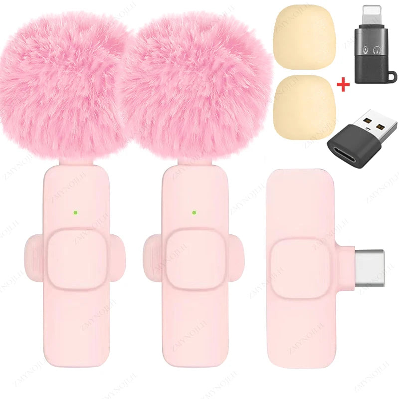 ZMYNOJLH Wireless Lavalier Microphone for iPhone, Android, and PC Pink 2in1-C-IOSUSB / CHINA