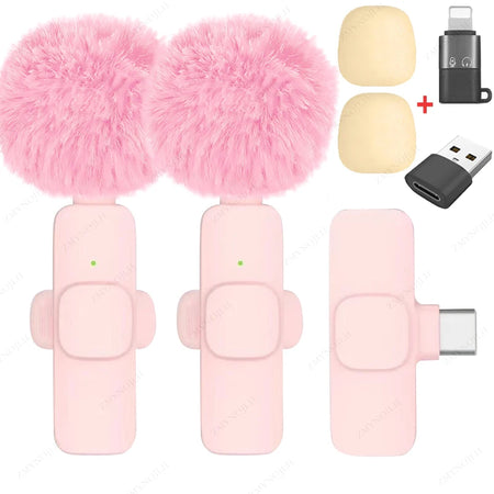 ZMYNOJLH Wireless Lavalier Microphone for iPhone, Android, and PC Pink 2in1-C-IOSUSB / CHINA