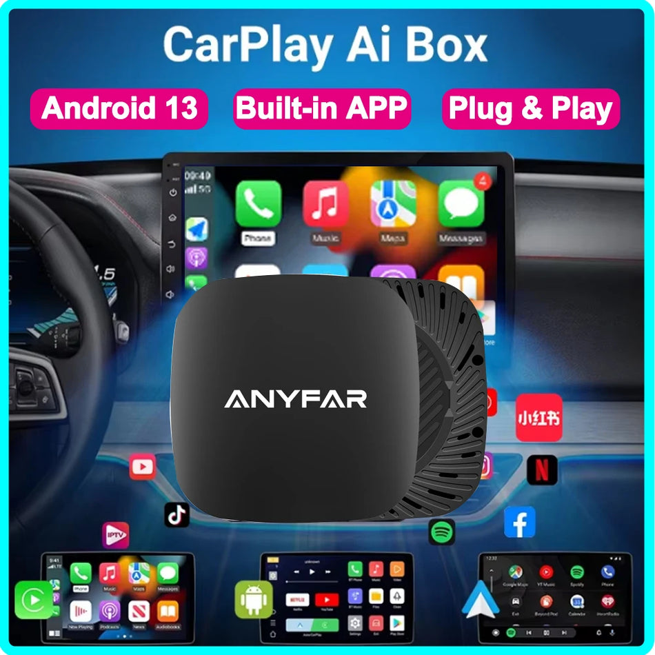 ANYFAR Android 13 Κουτί Αυτοκινήτου, Προσαρμογέας Wired σε Wireless CarPlay και Android Auto
